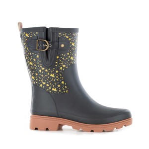 Blackfox Stiefel Ketti, Gr. 37, Schwarz mit Herbstmuster. Gartenstiefel aus Naturkautschuk.