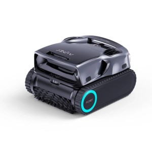 Aiper Scuba X1 Pro Max Roboter-Poolreiniger, kabellos, dunkelgrau mit Kettenantrieb und blauen Akzenten.