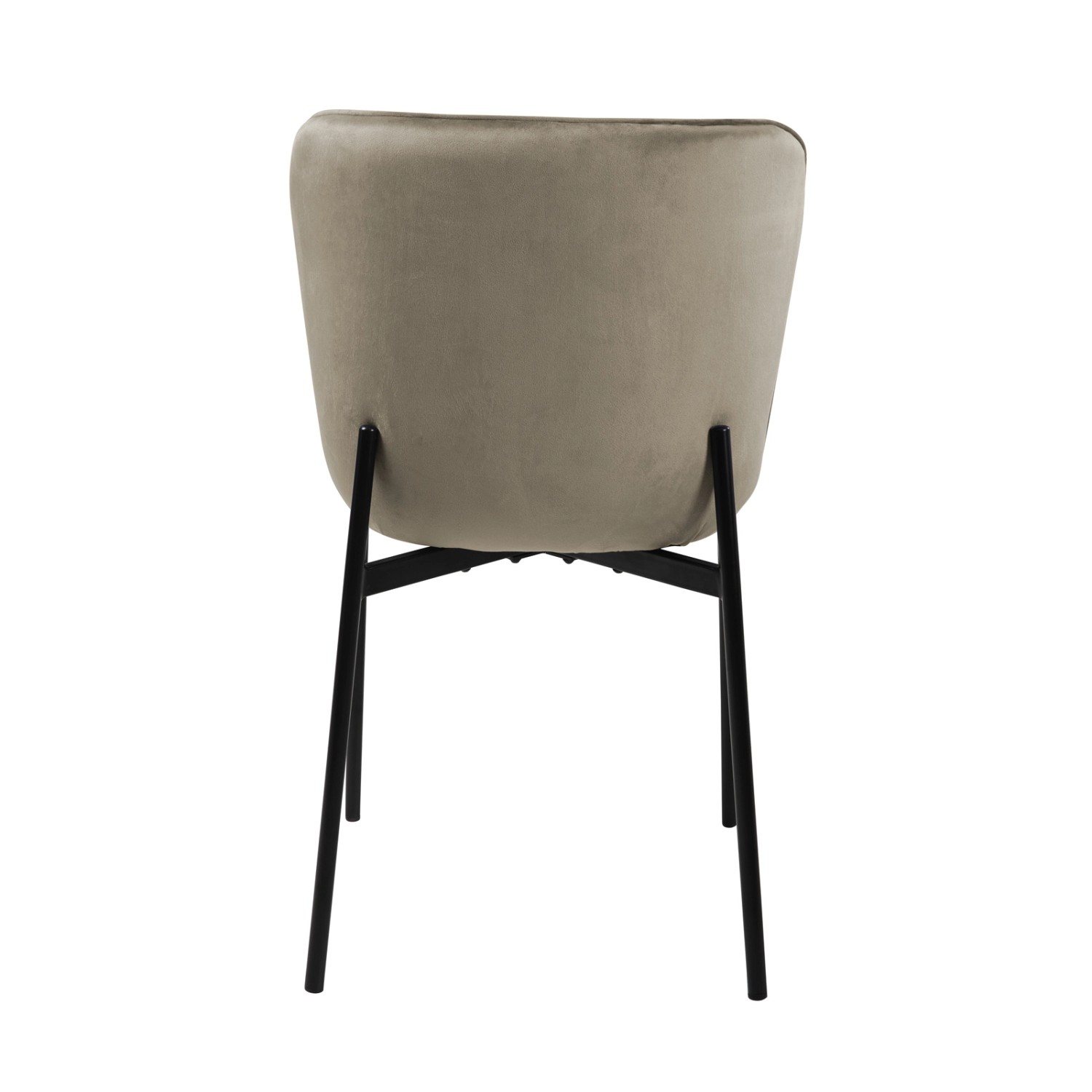 Rückansicht: Svita Mary Esszimmerstuhl 2er Set, taupefarbener Samt, schwarze Beine.
