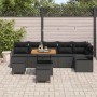 Schwarzes 9-teiliges vidaXL Garten-Sofa-Set aus Poly Rattan mit Kissen für Terrasse und Garten.