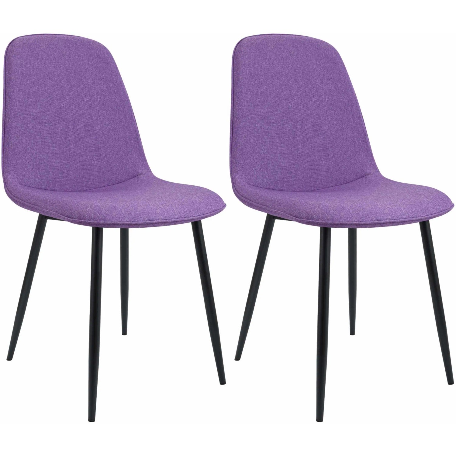 DELUKE 2er Set Esszimmerstuhl RAZON Stoff Lila 45x54x88cm Essstühle Esszimmerstühle Küchenstühle Wohnzimmerstühle