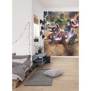 Komar Vliesfototapete Avengers Superpower im Kinderzimmer mit den Superhelden.