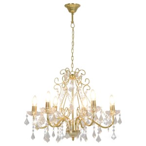 vidaXL Kronleuchter mit Kristallperlen Golden Rund 6xE14 281603