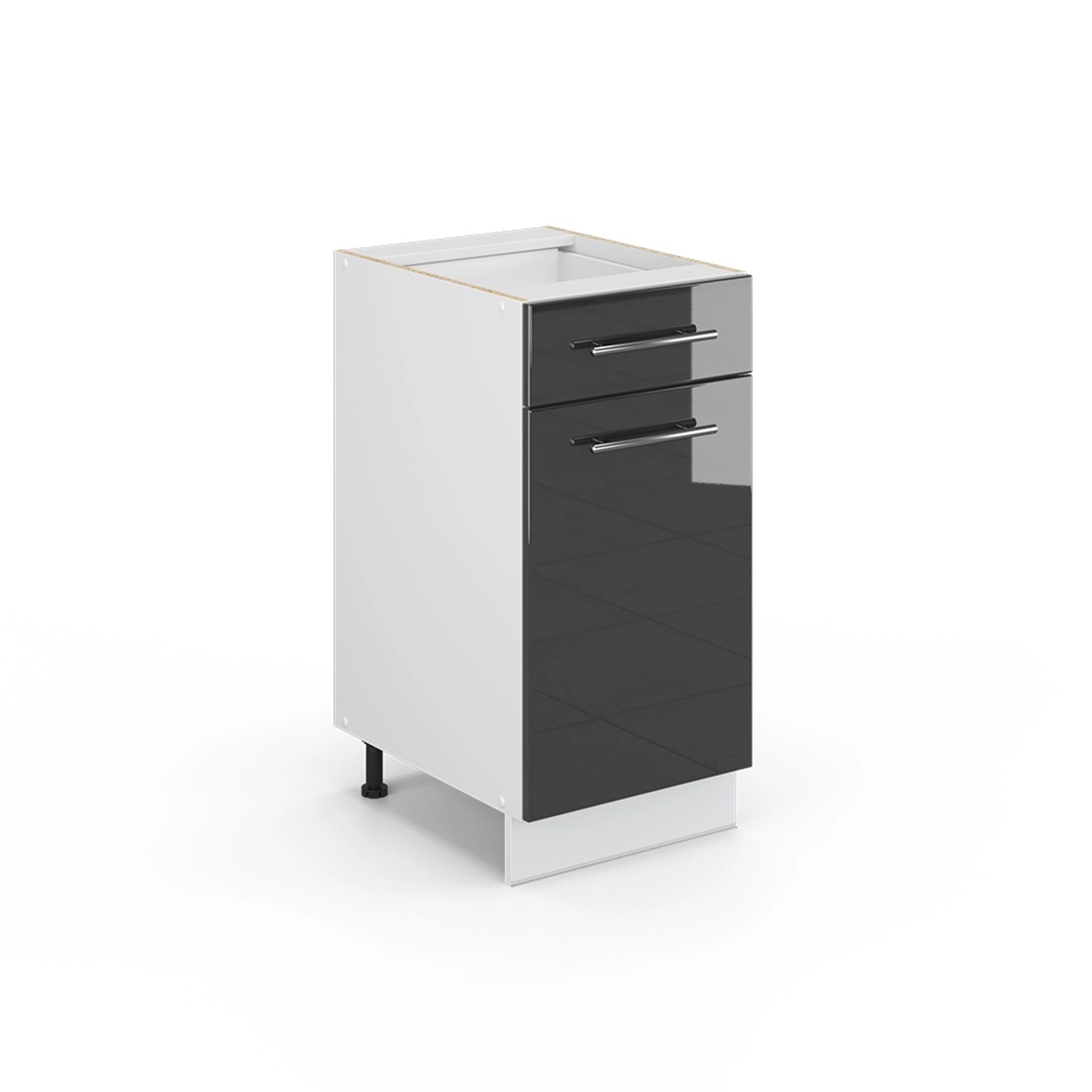 Vicco Midischrank Fame-Line Anthrazit Hochglanz/Weiß 40 x 82 cm ohne Arbeitsplatte