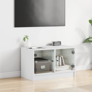 Weißer vidaXL TV-Schrank (68x37x42 cm) mit Glastüren. Praktischer TV-Schrank für Wohnzimmer.