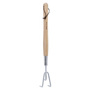 Kent & Stowe Hand-Grubber mit 3 Zinken aus Edelstahl und Eschenholzgriff.