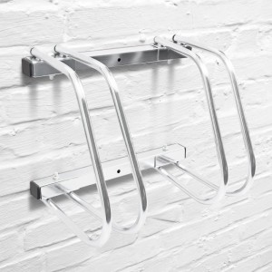 Relaxdays Fahrradständer Stahl Silber für 2 Fahrräder Boden und Wandmontage 26 cm x 40 cm x 32 cm