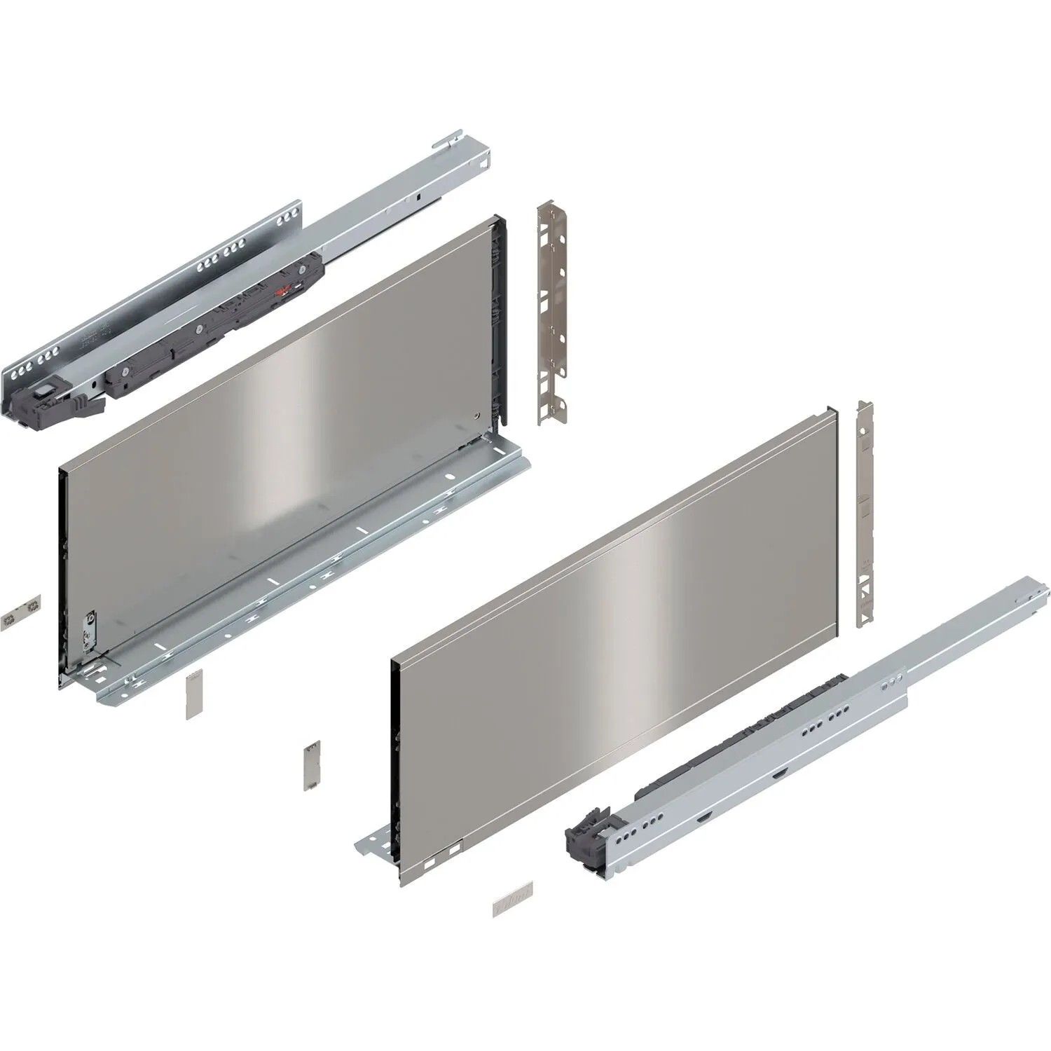 Blum Legrabox Pure Set Höhe F Tip-On Vollauszug 550 mm 40 kg Inox 1 Paar