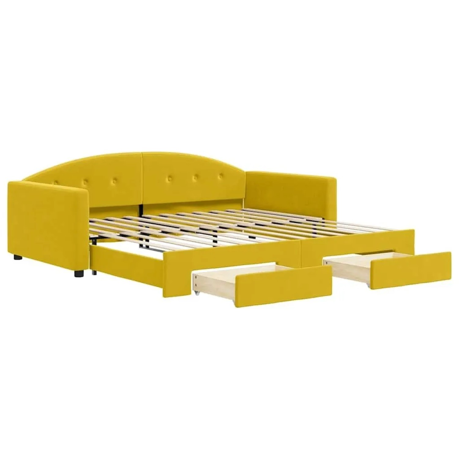 vidaXL Tagesbett Ausziehbar mit Schubladen Gelb 100x200 cm Samt 3197361
