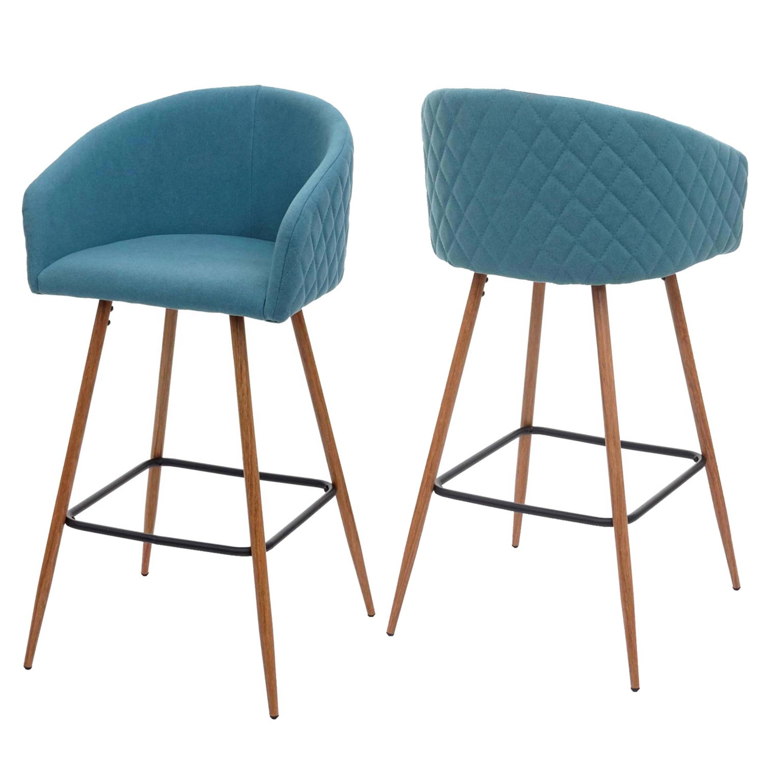 PROREGAL 2er-Set Barhocker Sitzhöhe 74cm Metall Holzoptik Stoff/Textil Türk günstig online kaufen