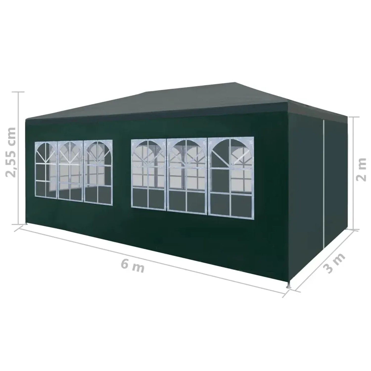 Grünes Partyzelt 3x6 m von vidaXL mit Fenster und Tür für Gartenpartys.