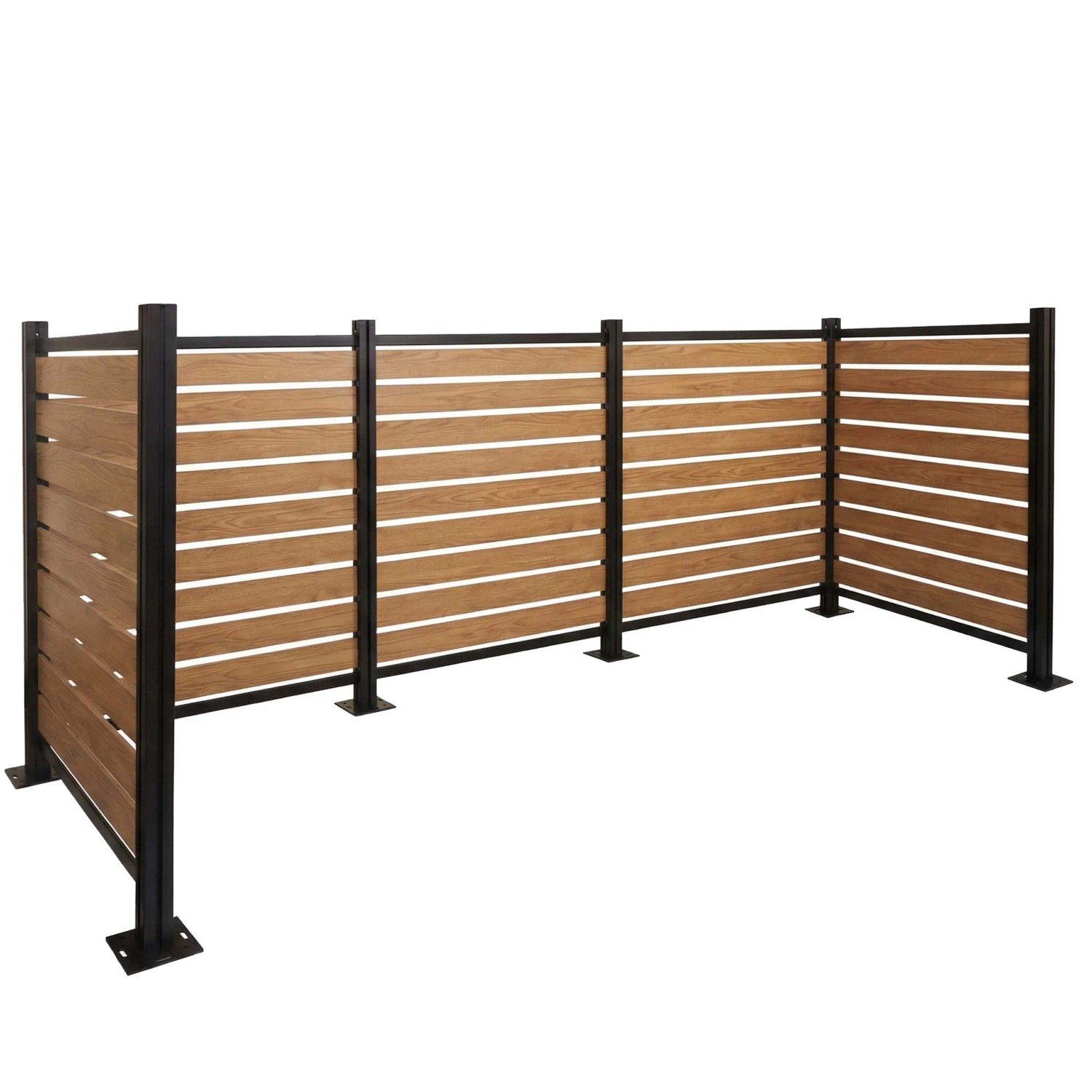 PROREGAL Alu Mülltonnen-Zaun HxBxT 130x300x110cm Mülltonnenverkleidung Hellbraun Holzoptik Erweiterbar
