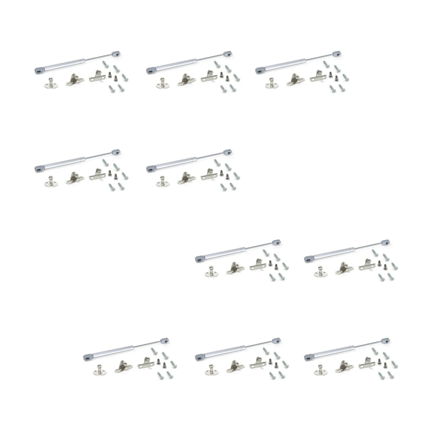 Emuca Kit von 10 Kolben H für Klapptür 11kg 80mm Lauf mit Halterungen Stahl und Kunststoff Metallic Grau