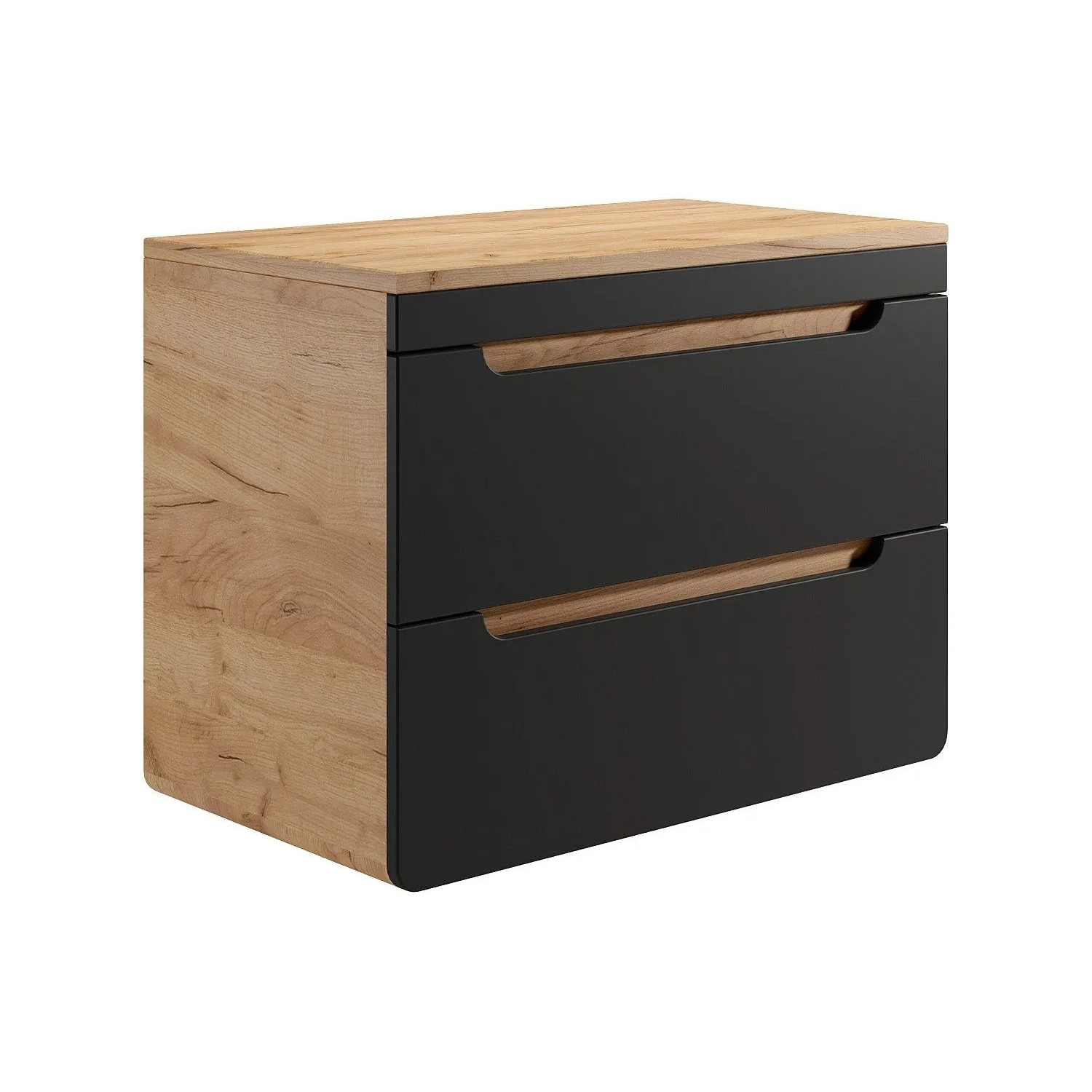 Vente-unique Waschbeckenunterschrank Aruba Anthrazitgrau  Naturfarben Hell 80 cm