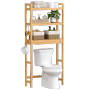 Vasagle Toilettenregal aus Holz mit drei Ablagen über einer Toilette.
