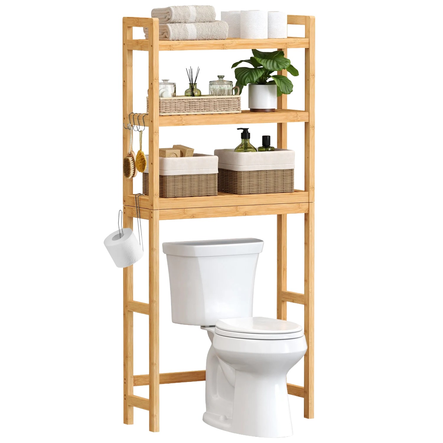 Vasagle Toilettenregal Carte 26 x 23 x 163 cm Natur günstig online kaufen