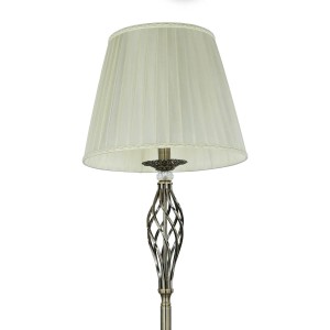 Licht-Erlebnisse Stehlampe Stoff Metall 165 cm Hoch In Messing Antik Beige E14