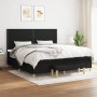 Schwarzes vidaXL Boxspringbett (200x200 cm) mit Matratze, Kopfteil und Bank.