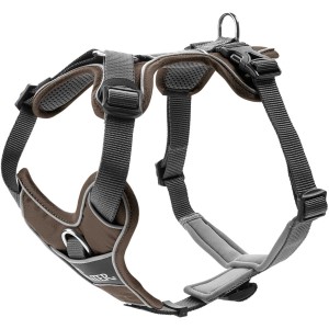 Hunter Hundegeschirr Divo, Größe XS, in Braun-Grau. Ergonomisch, verstellbar und reflektierend.