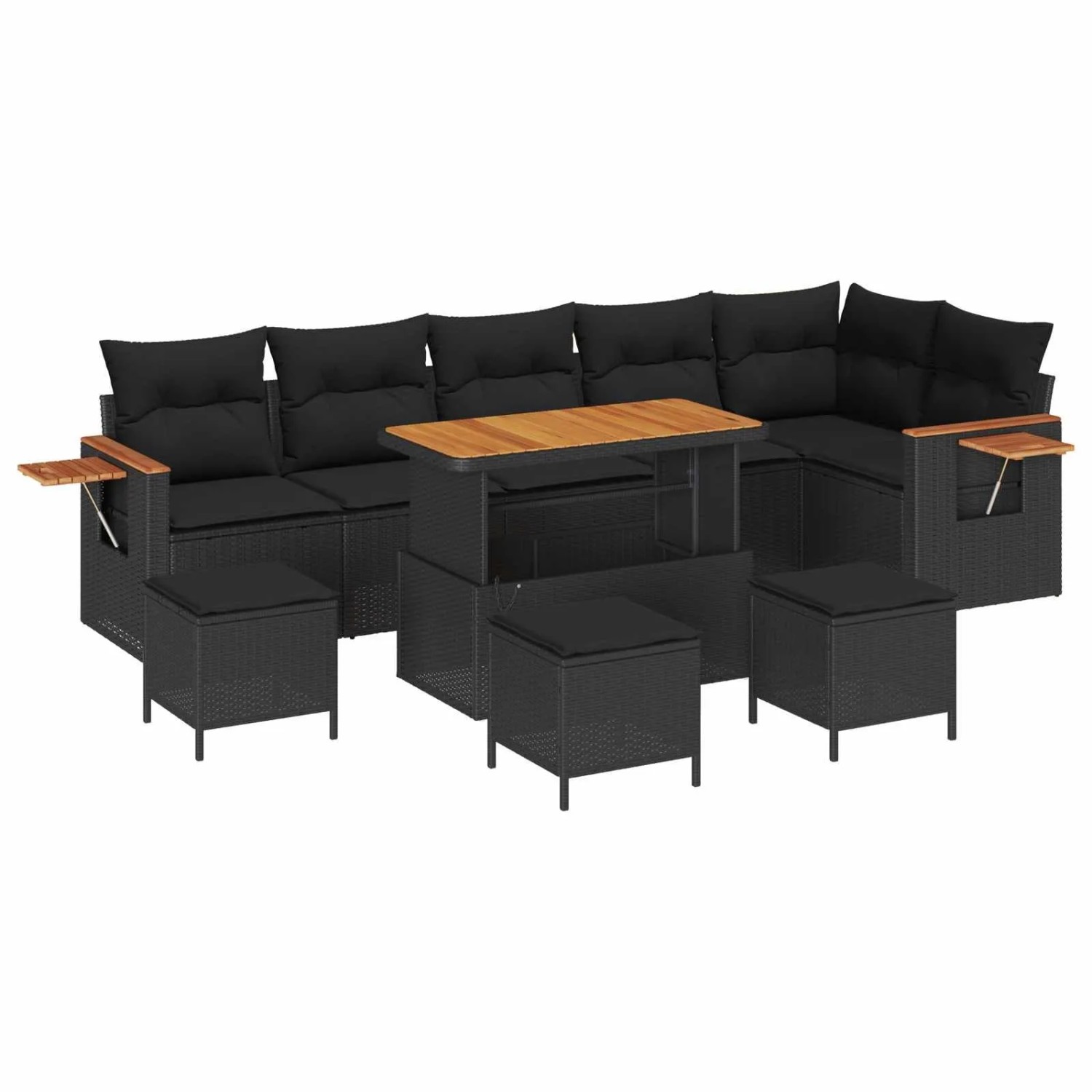 vidaXL Gartensofa-Set mit Kissen 12 Stk Schwarz Poly-Rattan 3365149