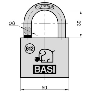 Basi Vorhangschloss Set, 2 Messing Schlösser 50mm, verschiedenschließend, mit Wasserstop und je 2 Schlüssel.