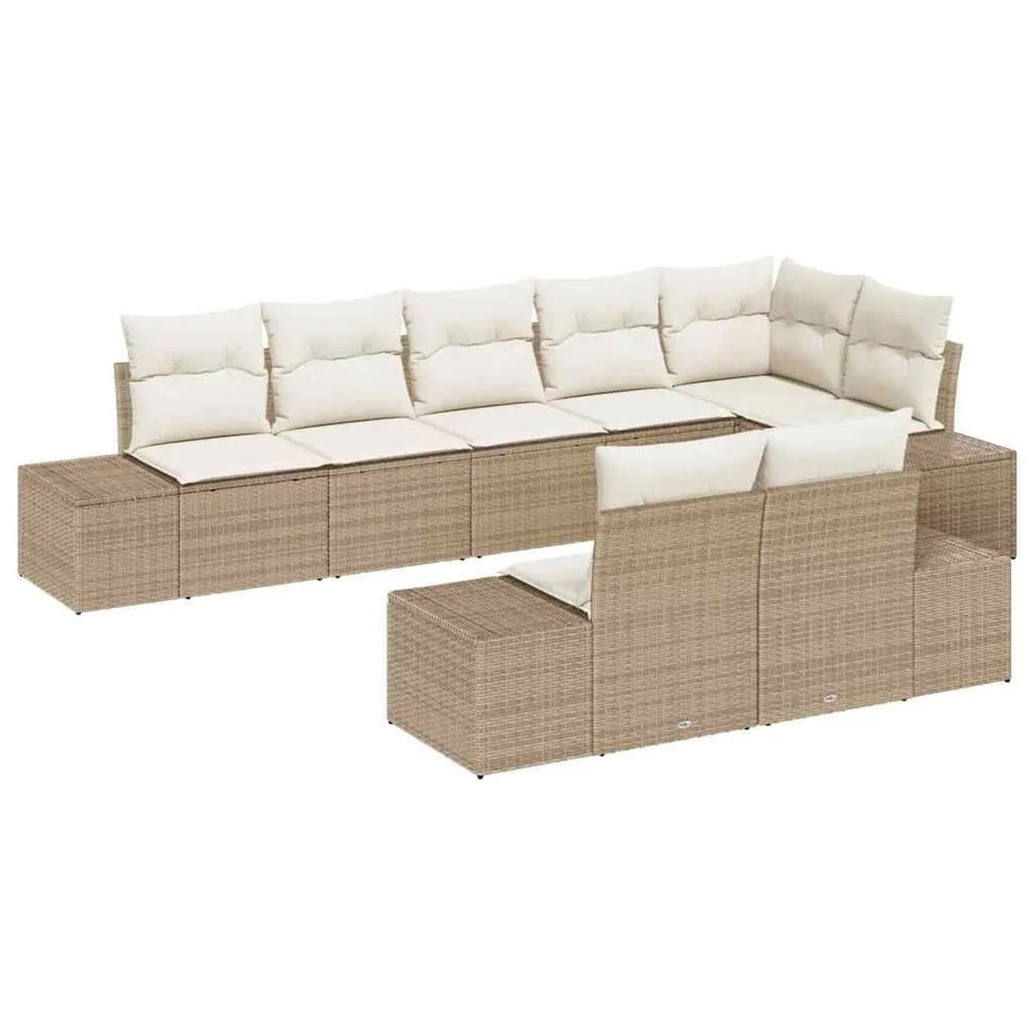 Thumbnail - vidaXL Gartensofa-Set mit Speicher 8 Stk Beige und Creme Poly Rattan 3355780