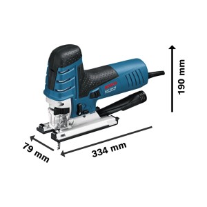 Bosch Professional Stichsäge GST 150 CE, blau-schwarz, 780 W. Maße: 334x79x190 mm für präzise Schnitte.