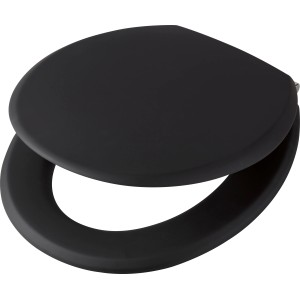 Schwarzer baliv WC-Sitz Laya mit Absenkautomatik und Holzkern.