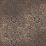 Graue William Morris Vliestapete mit floralem Marigold-Muster und Kupfer-Metallic-Akzenten.