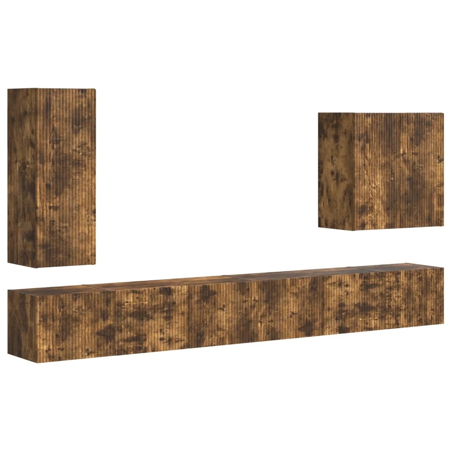 vidaXL TV-Wandregal-Set Wandmontiert 6 Stk Geräucherte Eiche 3408948