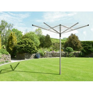 Wäschespinne mit 40 m Leinenlänge im Garten, pulverbeschichtetes Metall, zusammenklappbar.
