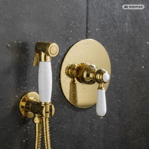 PaulGurkes Bidet Unterputz Gold Hygienedusche Intimdusche Set Spraybrause