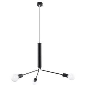 Schwarzer Sollux Lighting Kronleuchter Duomo 3D mit drei Leuchten für Esszimmer, Wohnzimmer und Schlafzimmer.