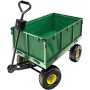 Grüner Tectake Bollerwagen mit klappbaren Seitenwänden und Luftreifen.