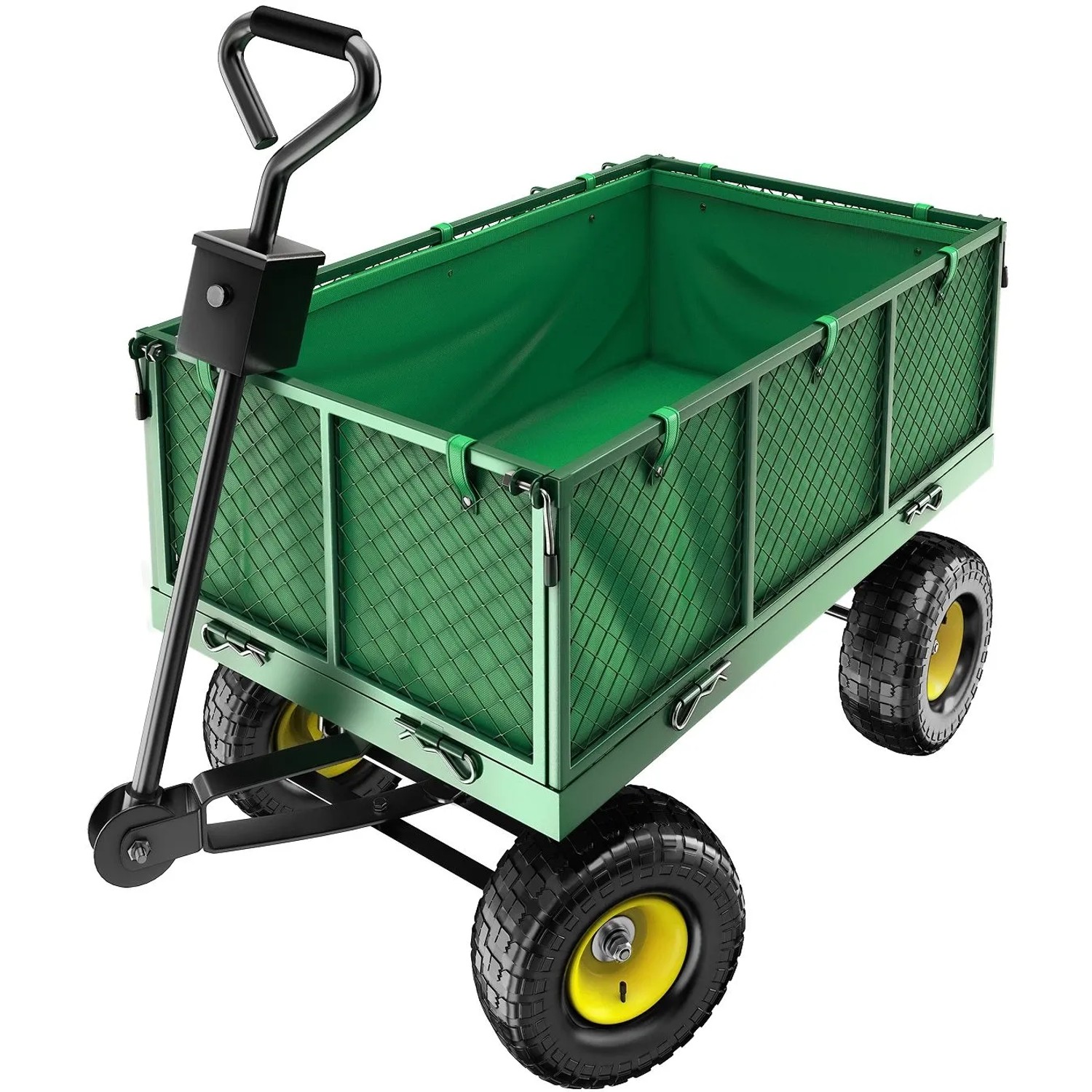 Tectake Bollerwagen Mit Klappbaren Seitenwänden Luftreifen 114 X 51 50 X 65 Cm Grün