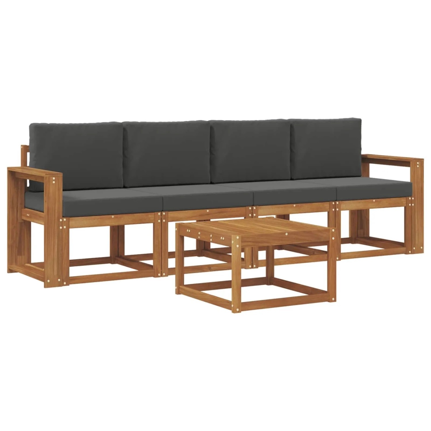 vidaXL Outdoor-Sofagarnitur mit Kissen 5 Stk Natur und Anthrazit 3365980