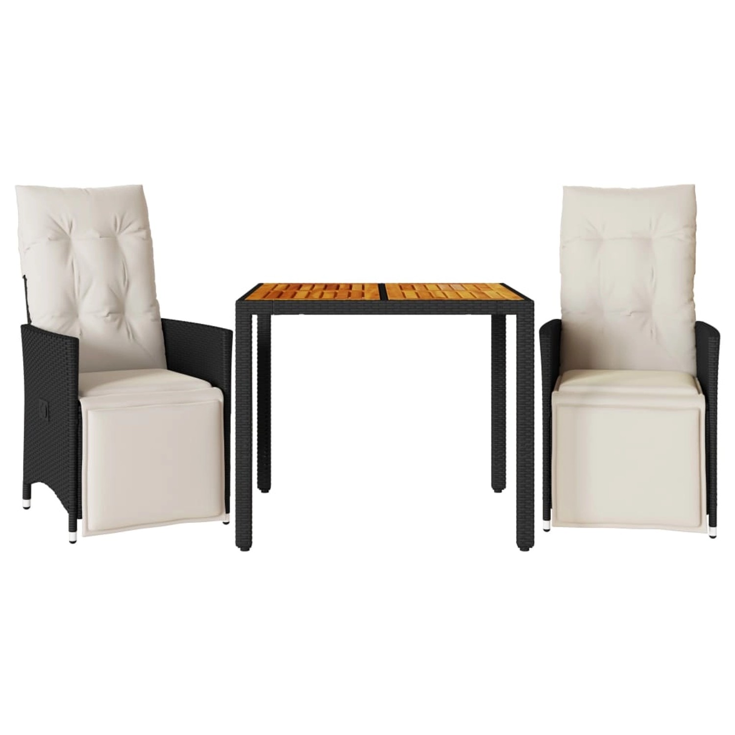 vidaXL 3-tlg Bistro-Set mit Kissen Schwarz Poly Rattan Modell 21