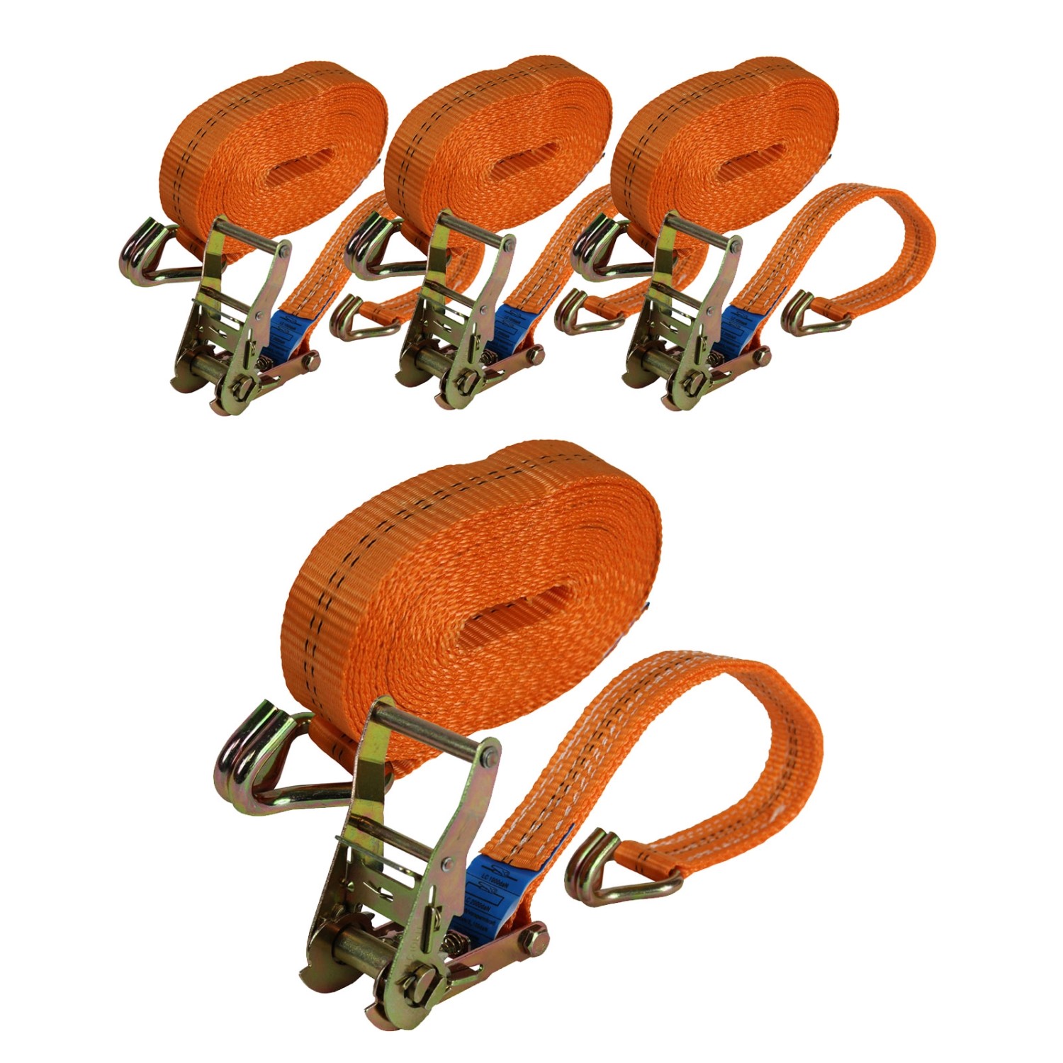 TRUTZHOLM 4x Profi Ratschen Spanngurt 2 Teilig 6m 2t 2000kg TÜV GS ORANGE