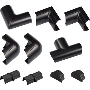 Schwarzes D-Line Kupplung Zubehör-Set (30x15mm) für Kabelkanäle, verschiedene Verbindungsstücke.