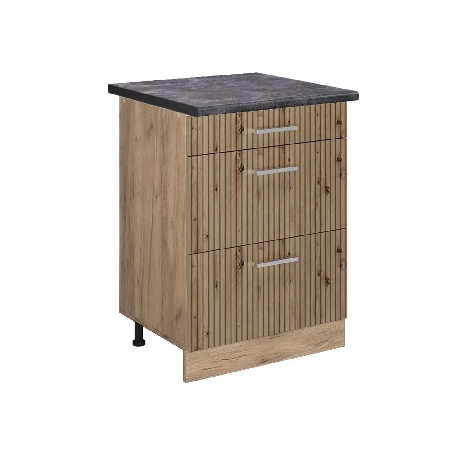 Vicco Küchenunterschrank R-Line Artisan-Eiche Goldkraft Eiche 60 cm mit Schubladen AP Anthrazit