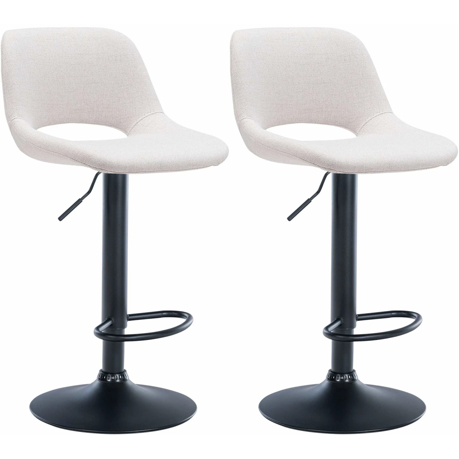 DELUKE Barhocker 2er Set JAKSON Creme Stoff Schwarz Barstuhl Mit Lehne Tresenhocker Tresenstuhl