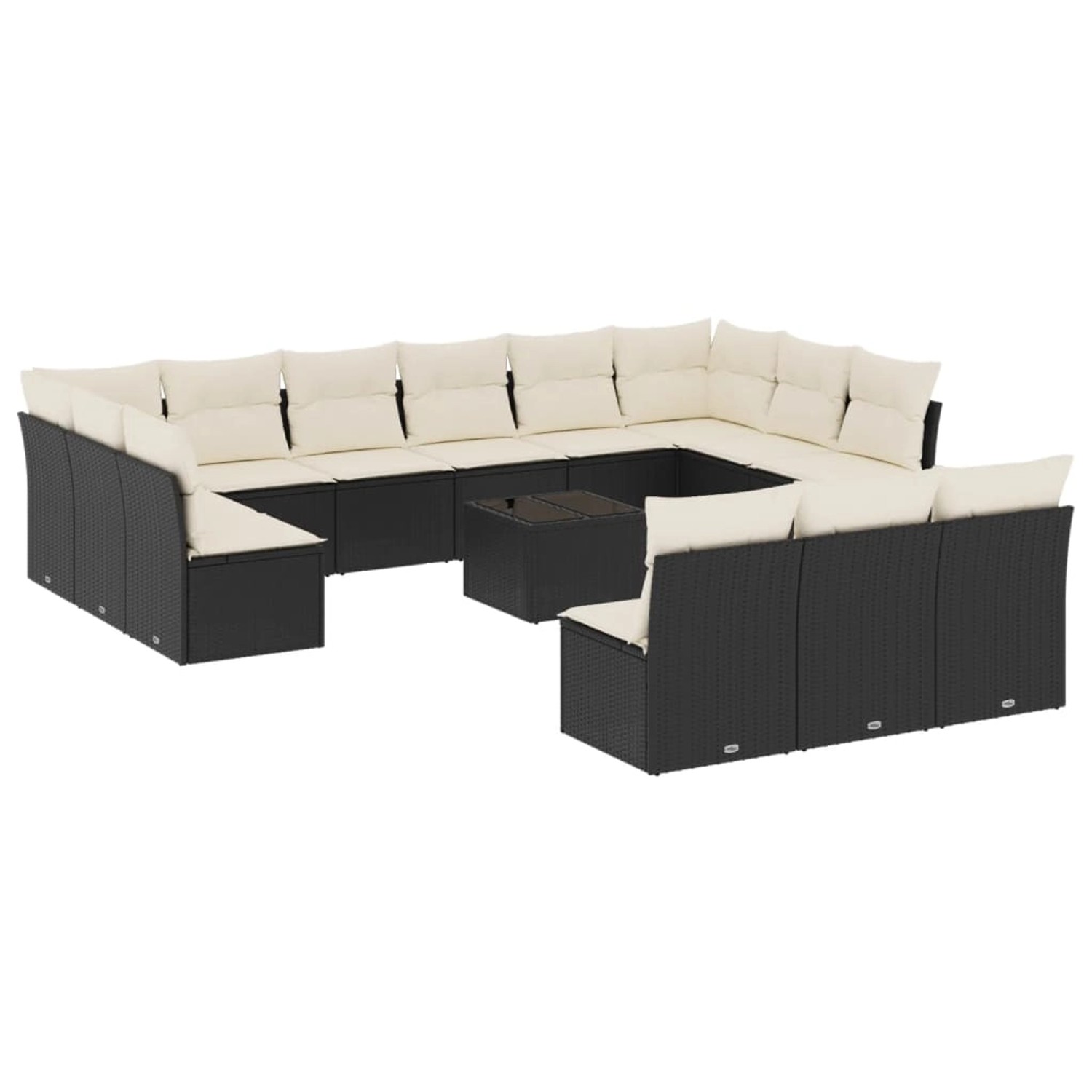 vidaXL 14-tlg Garten-Sofagarnitur mit Kissen Schwarz Poly Rattan Modell 6 günstig online kaufen