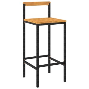 Barstuhl aus Akazienholz und Rattan, Teil des vidaXL Gartenbar-Sets