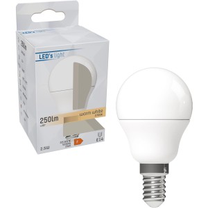 E14 LED-Lampe Globe G45, 2,5W, 250lm, Ø 4,5cm, warmweiß, mit Verpackung.