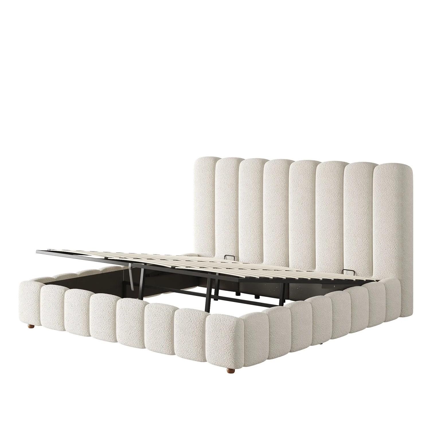 okwish Polsterbett 180x200cm mit Großem Stauraum Schlafzimmer Weiß ohne Matratze