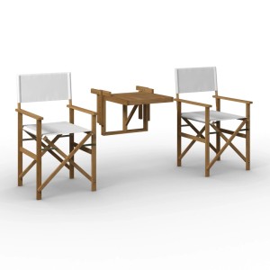 Bessagi Garden Balkonset Stella Weiß Akazie/Outdoorstoff