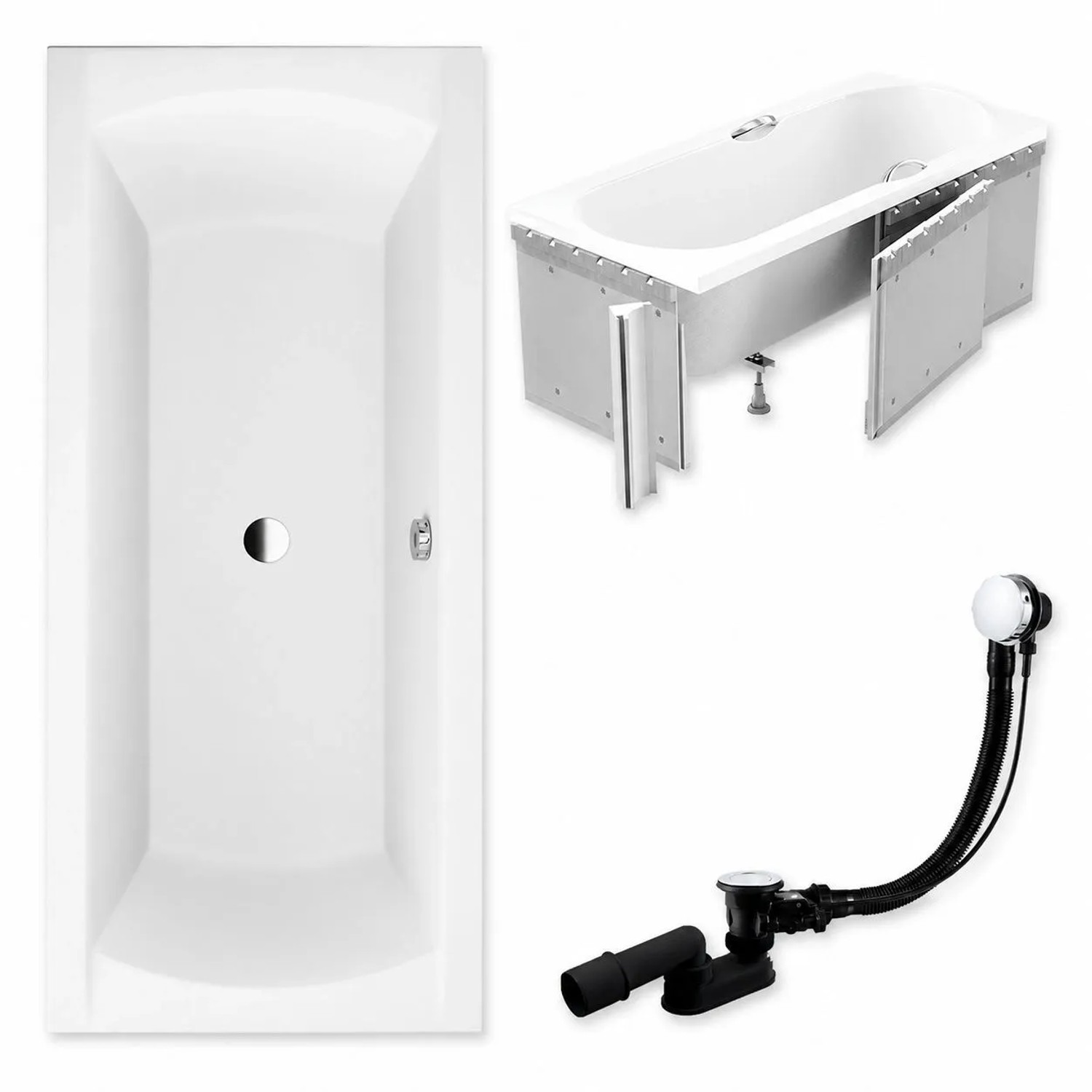 KOLMAN Badewanne Rechteck 190 x 90 Cm Mit Styroporverkleidung Inkl. Ablauf Und Füße
