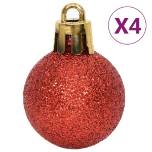 Glitzernde, rote Weihnachtskugeln, 4er Set. Christbaumkugeln für festliche Deko.
