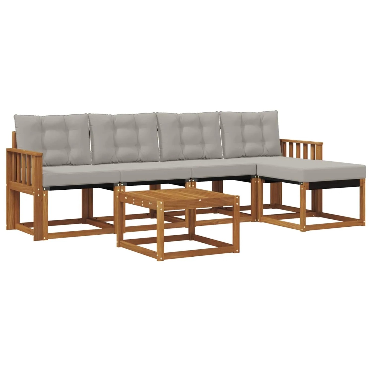vidaXL Outdoor-Sofagarnitur mit Kissen 6-Tlg Natur und Hellgrau 3368590