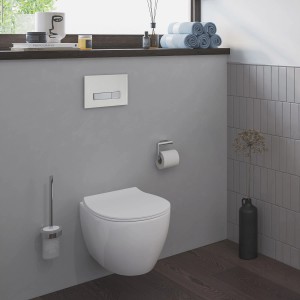Kronenbach Betätigungsplatte Plantec 2.0 Cube 90, Glas Weiß, Chrom Glanz für WC-Spülkasten.